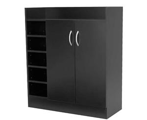 21 Pairs Shoe Cabinet Rack Storage Organiser - 80 x 30 x 90cm - Black