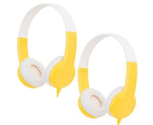 2x Buddyphones Connect Wired Headphones w/Stickers/Microphone Kids 3y+ Yellow