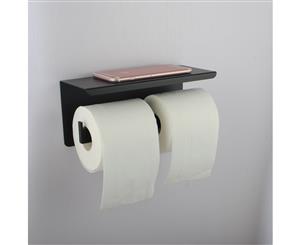 304 stainless steel Wall Mount Double Toilet Paper Roll Hook Holder Matte Black