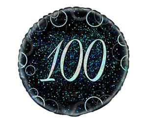 45cm Glitz Blue 100th Birthday Foil Balloon