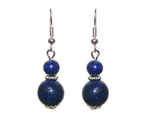 6-10mm Round Lapis Lazuli Drop Earrings