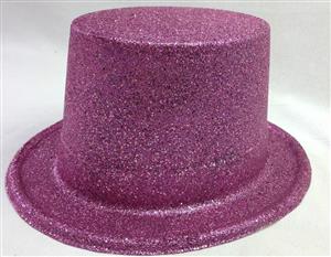 6x Glitter Top Hat Fancy Party Plastic Costume Tall Cap Fun Dress Up Bulk New - Light Pink - Light Pink