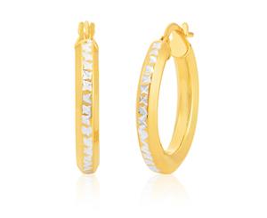 9ct Yellow Gold & White Gold Silver Filled Hoop Earrings