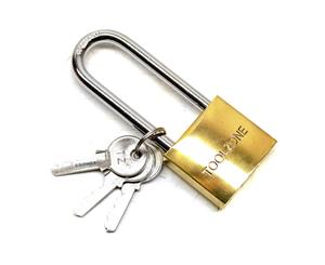 AB Tools 38mm Long Shackle Brass Padlock / Security / Lock with 3 Keys TE569