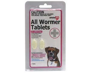 All Wormer Tabletsfor Large Dogs 20kg - 2 Tabs (Aristopet)