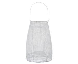 Amalfi Hyde Metal Glass Handmade Stylish Lantern w/ Handle White 28x28x70cm