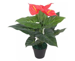 Artificial Anthurium Plant with Pot 45cm Red and Yellow Fake Foliage