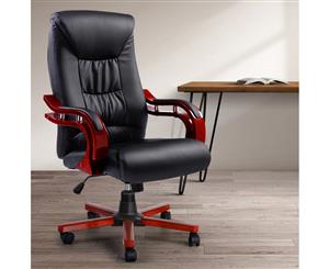 Artiss Executive Wooden Office Chair Wood Computer Chairs Leather Seat Sheridan