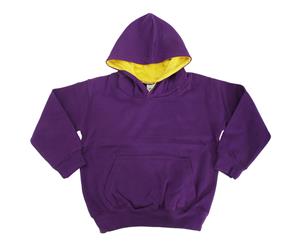 Awdis Kids Varsity Hooded Sweatshirt / Hoodie / Schoolwear (Purple / Sun Yellow) - RW172