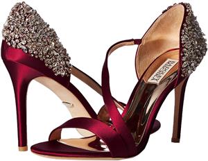 Badgley Mischka Women's Pauline Heeled Sandal Cabernet Satin 7.5 M US