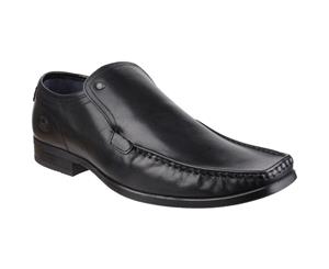 Base London Mens Carnoustie Excel Slip On Leather Smart Loafer Shoes - Black waxy