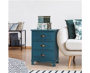 Bedside Tables Drawers Side Table Cabinet Vintage Blue Storage Nightstand