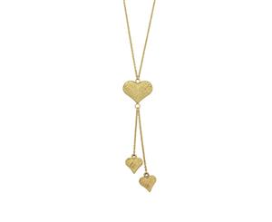 Bevilles 9ct Yellow Gold Silver Infused Puff Heart Drop Necklace