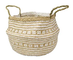 Casa Regalo 30cm Sea Grass Belly Basket in White & Natural