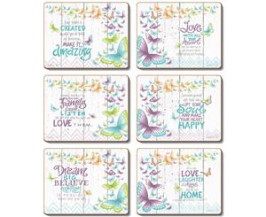 Country Inspired Kitchen INNER LOVE Cinnamon Cork Backed Coasters Set 6 New