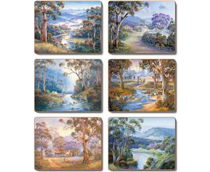 Country Kitchen BRADLEYS STREAMS Cinnamon Cork Backed Coasters Set 6 New