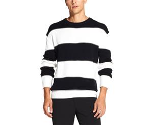 DKNY Mens Striped Knit Crewneck Sweater