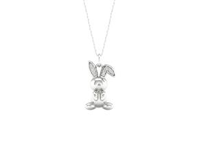 De Couer Sterling Silver Diamond Balloon Rabbit Pet Necklace (1/20CT TDW H-I Color I2 Clarity)