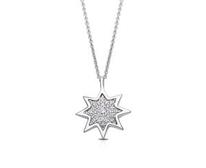 Diamond Starlight Pendant Necklace For Women In Sterling Silver - Sterling Silver