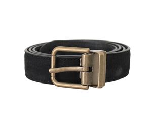 Dolce & Gabbana Blue Goatskin Suede Gold Buckle Mens Belt