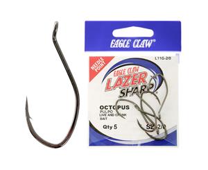 Eagle Claw Lazer Sharp L11 Big Nasty Extreme Octopus Hooks 2/0 Qty 5