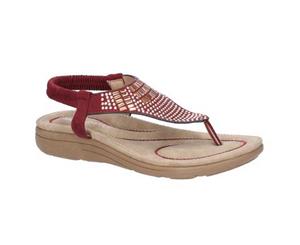 Fleet & Foster Womens/Ladies Mulberry Elastic Leather Sandal (Bordo) - FS6180