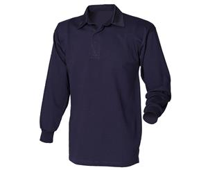 Front Row Long Sleeve Classic Rugby Polo Shirt (Navy/Navy) - RW478