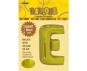 Gold E Alphabet Foil Balloon 86cm