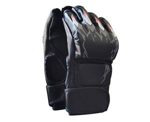 Half Finger Boxing Gloves MMA Fight Punch Ultimate Mitts - Black