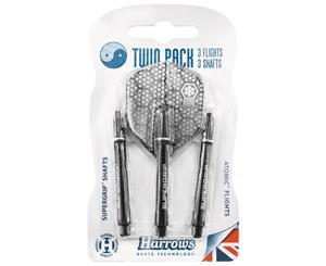 Harrows Twin Pack Dart Flight/Shafts Black/Silver