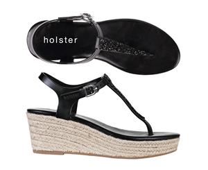 Holster - Women's Essential Espadrille Sandal With Jute Wedge - Black