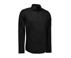 Id Mens Fine Twill Shirt Long Sleeve Slim Fit (Black) - ID491