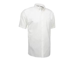 Id Mens Oxford Shirt Short Sleeve Modern Fit (White) - ID503