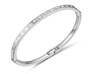 In-Line Bangle White Gold Embellished with Swarovski crystals-White Gold/Clear