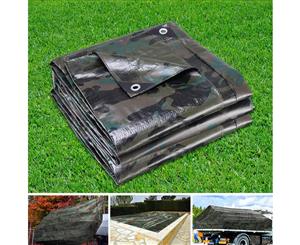 Instahut 9x12m Canvas Tarp Heavy Duty Camping Poly Tarps Tarpaulin Cover Camo