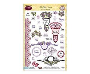 Justrite Papercraft Clear Stamp Set 6 Inchx8 Inch Floral Fan Elements 34Pc