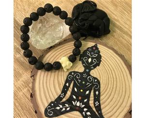 Kid's Little Elephant and Lava Stone Aroma Diffuser Bracelet - Ivory