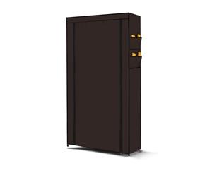 Levede 10 Tier Shoe Rack Portable Storage Cabinet Organiser Wardrobe Brown Cover