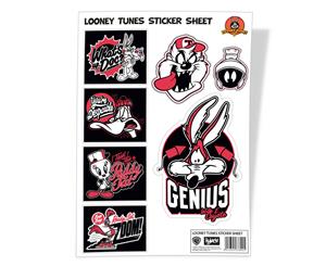 Looney Tunes Sticker Sheet Bugs Bunny Road Runner Official A4 Set - White