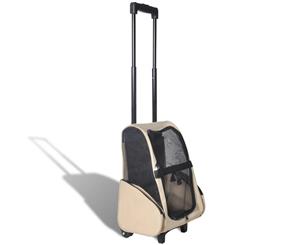 Multipurpose Pet Trolley Beige Foldable Bag Stroller Transport Carrier