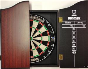 PRO STAR Micro Wire Dart board SET With Winmau Rosewood Dart Cabinet