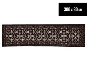 Palais Classic Persian Floral Motif 300x80cm Small Runner Rug - Chocolate Brown