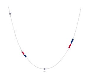 Philadelphia Phillies Sapphire Chain Necklace For Women In Sterling Silver Design by BIXLER - Sterling Silver