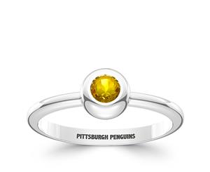 Pittsburgh Penguins Black Onyx Ring For Women In Sterling Silver Design by BIXLER - Sterling Silver