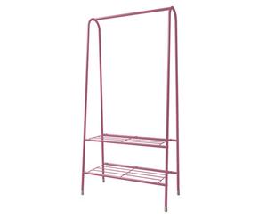 Portable Garments Rack Hanging Clothes Garment Rail Shoe Rack Hat Stand Shelf Pink