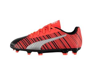 Puma Kids One 5.4 Kidsrens FG Football Boots Shoes - Black/NrgyRed