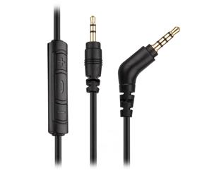 REYTID Universal 2.5mm to 3.5mm Audio Aux Cable with Volume Control - 1.2m BLACK - Headphones Gaming - Lead Wire Replacement - Black