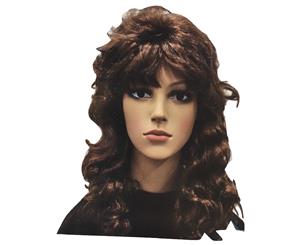 Retro Wig Curly Long Hair Disco Punk Rock Party Costume 60s 70s New - Brown - Brown