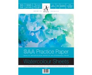 SAA Watercolour Practice Paper 1/4 Imperial (28x38cm/11x15") NOT 50 Sheets