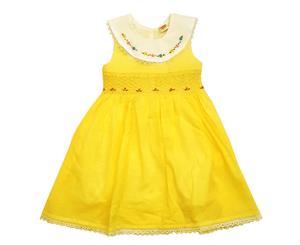 Sanvo Fashion - Golden Yellow Sleeveless Smocked Dress